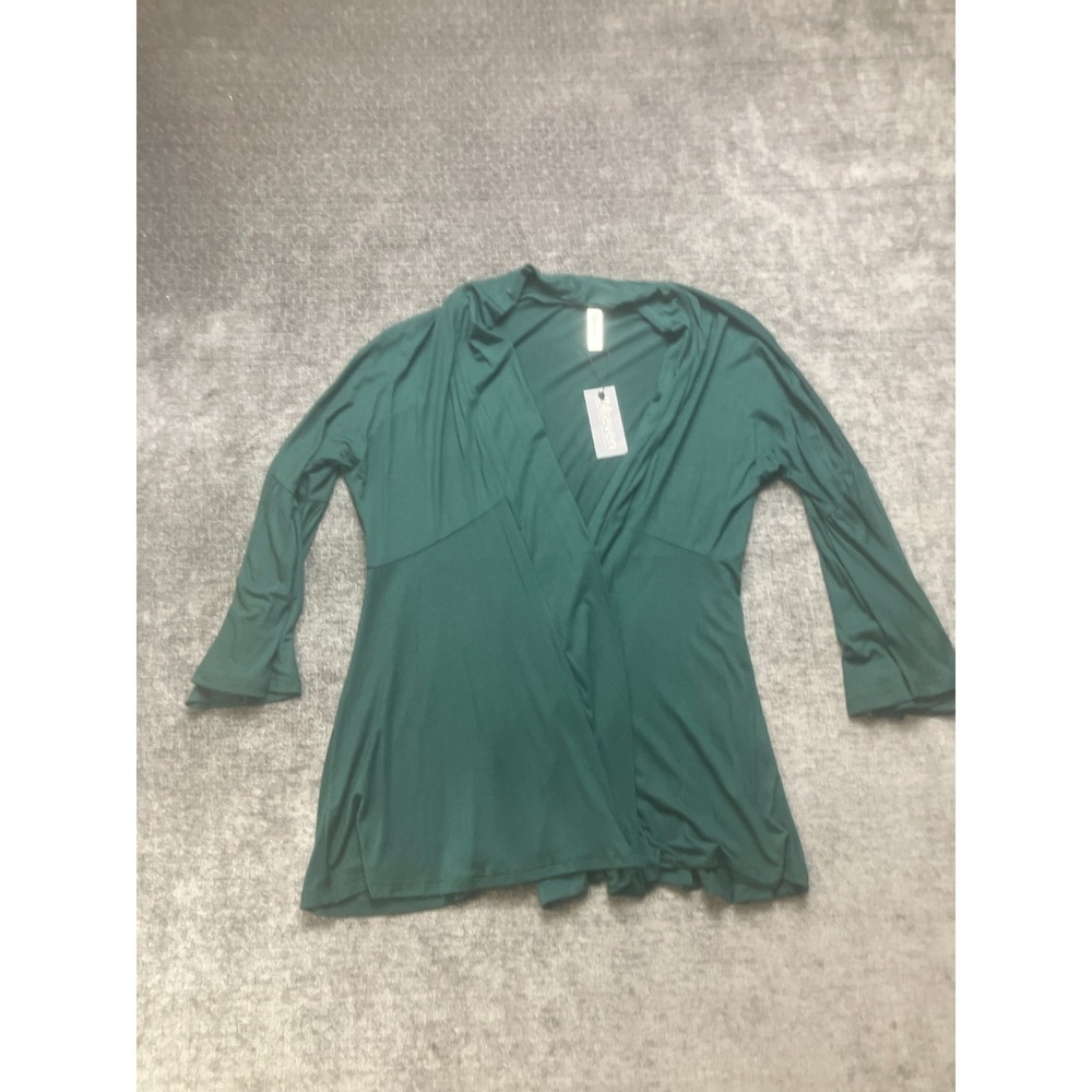 24seven Comfort Apparel Cardigan Top Womens XL Green Stretch Everyday Open Front